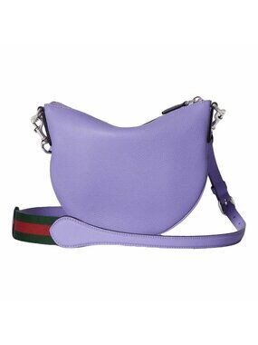 NEW GUCCI B $1560 Purple Grained Leather Crossbody Bag 100% Authentic